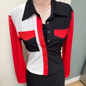 Justin Boots Red and Black Button-Down Shirt